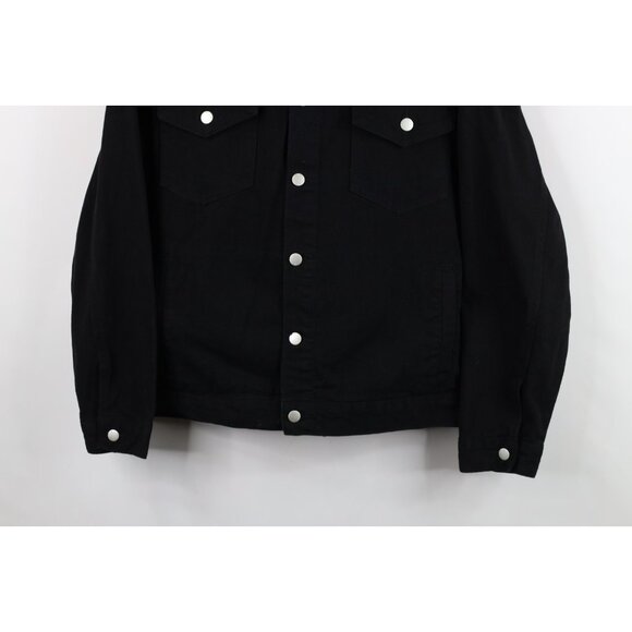 WESC Streetwear Mens Large Hardcore Happiness Smiley Face Denim Trucker Jacket - Picture 3 of 16